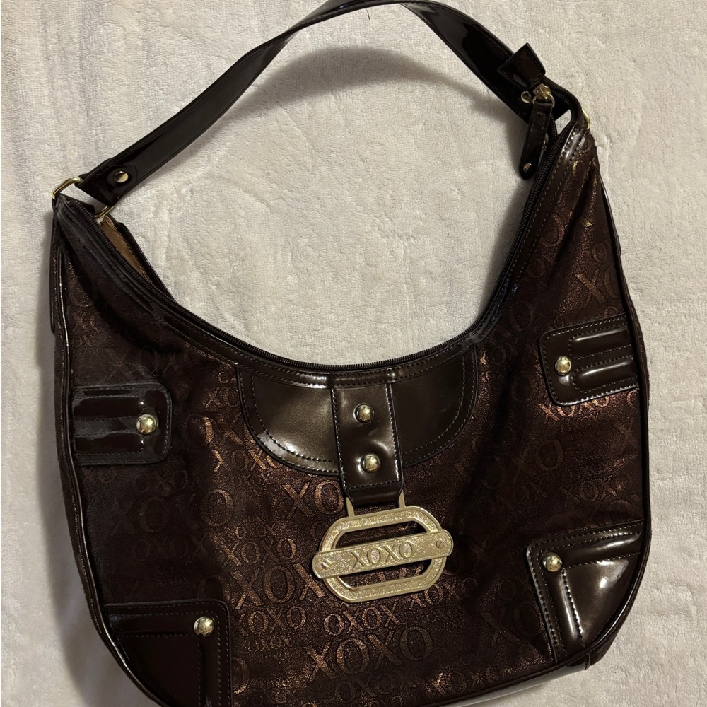 XOXO Dark Brown Shoulder Bag with Gold Accents